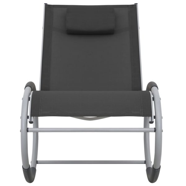 Outdoor Rocking Chair Black Textilene