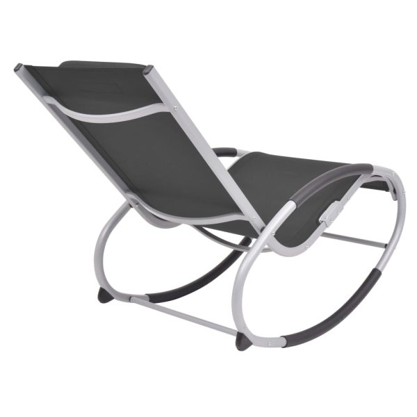 Outdoor Rocking Chair Black Textilene