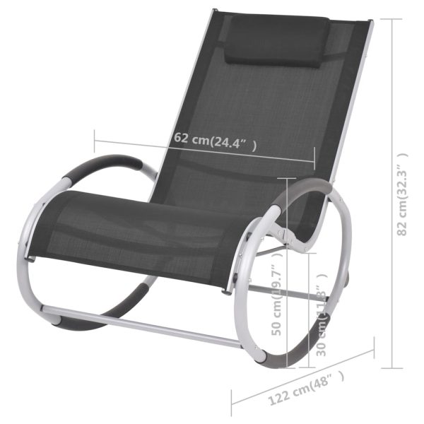 Outdoor Rocking Chair Black Textilene