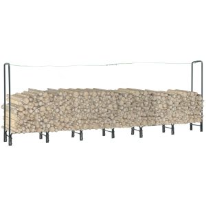 Firewood Rack Black Steel – 360x35x120 cm