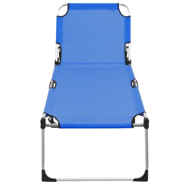 Extra High Folding Senior Sunbed Aluminium – Blue