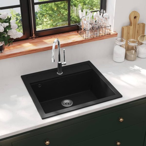 Granite Kitchen Sink Single Basin Black