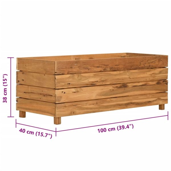 Raised Bed Recycled Teak and Steel – 100x40x38 cm