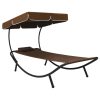 Outdoor Lounge Bed with Canopy & Pillow – Brown