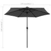 Parasol with LED Lights and Aluminium Pole 270 cm Anthracite