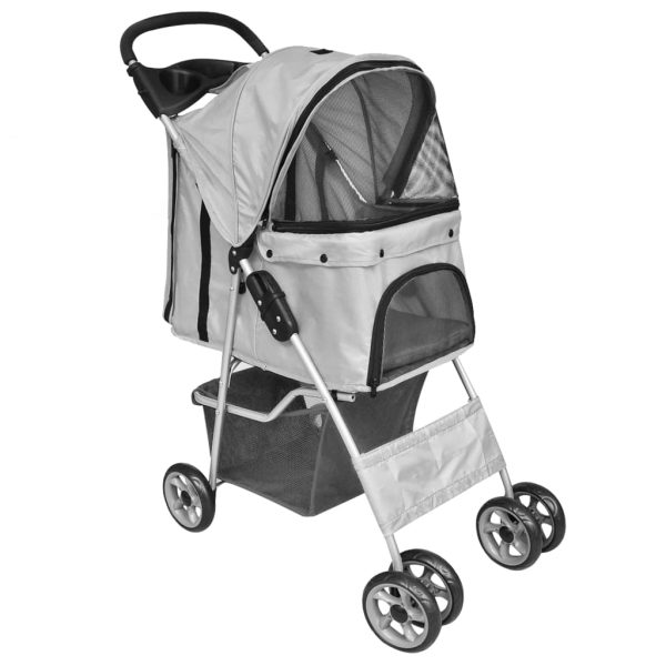 Folding Pet Stroller Dog/Cat Travel Carrier Grey