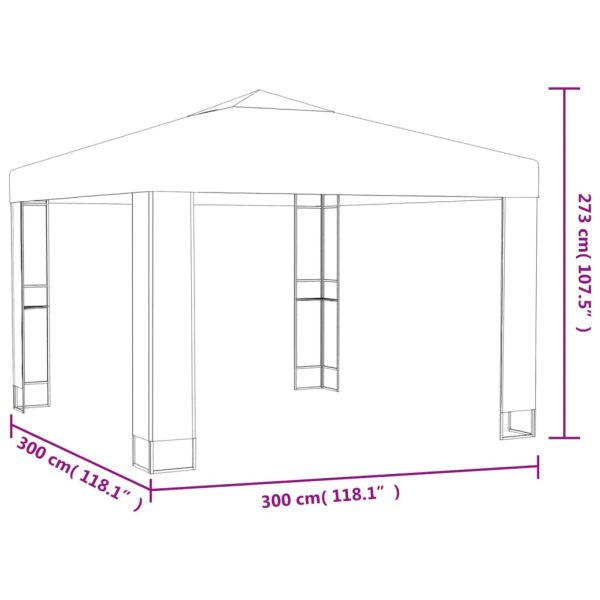 Gazebo with Double Roof – 3×3 m, White