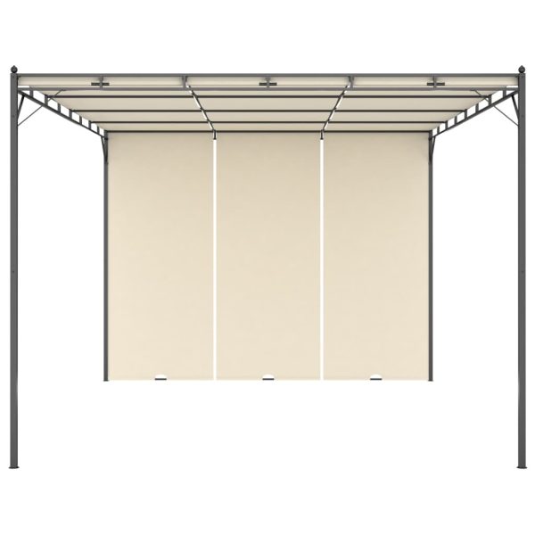 Garden Gazebo with Side Curtain – 4x3x2.25 m, Cream