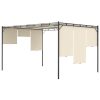 Garden Gazebo with Side Curtain – 4x3x2.25 m, Cream