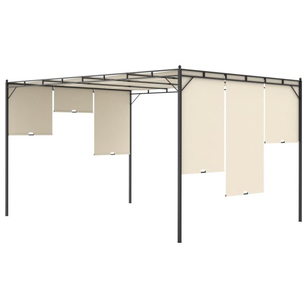 Garden Gazebo with Side Curtain – 4x3x2.25 m, Cream