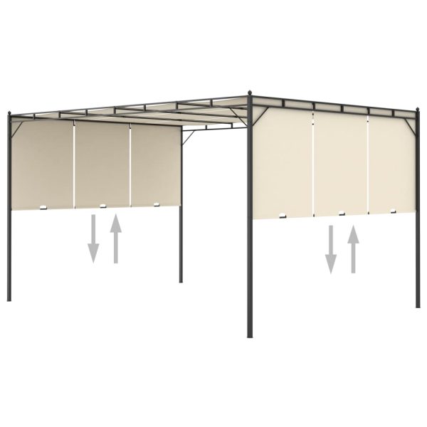 Garden Gazebo with Side Curtain – 4x3x2.25 m, Cream