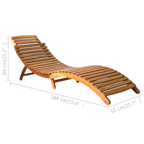 Sun Loungers with Cushions Solid Wood Acacia – Brown, 1