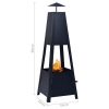 Fire Pit Black 35x35x99 cm Steel