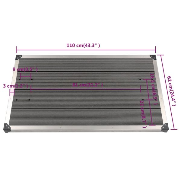 Outdoor Shower Tray WPC Stainless Steel – 110×62 cm, Grey