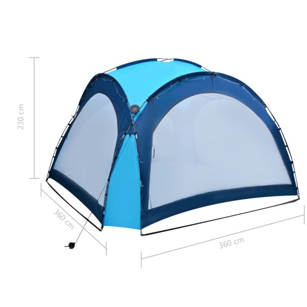 Party Tent with LED and 4 Sidewalls 3.6×3.6×2.3 m Blue