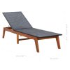 Sun Lounger with Cushion Poly Rattan and Solid Acacia Wood