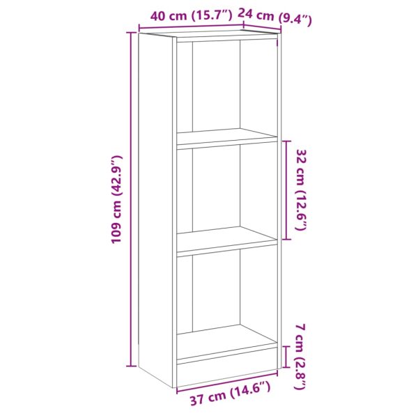 Bookshelf Engineered Wood – 40x24x108 cm, Sonoma oak