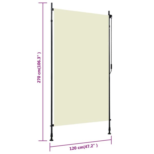 Outdoor Roller Blind – 120×270 cm, Cream