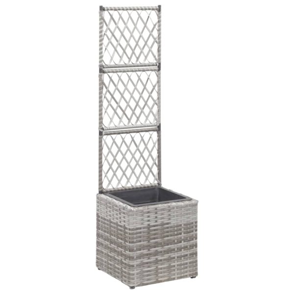 Trellis Raised Bed with Pot Poly Rattan – 30x30x107 cm, Grey