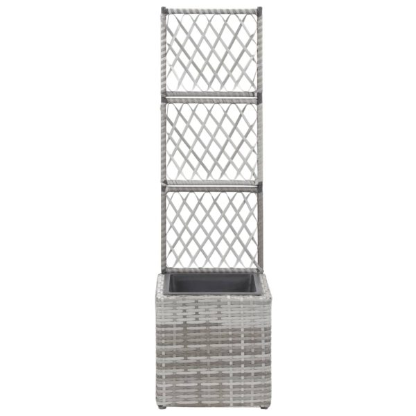 Trellis Raised Bed with Pot Poly Rattan – 30x30x107 cm, Grey