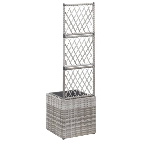 Trellis Raised Bed with Pot Poly Rattan – 30x30x107 cm, Grey