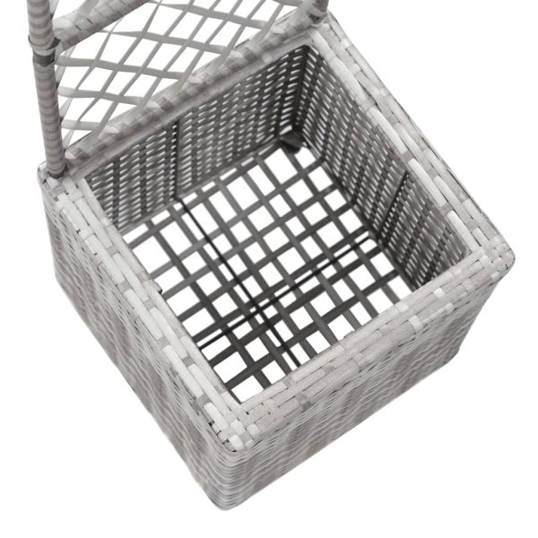 Trellis Raised Bed with Pot Poly Rattan – 30x30x107 cm, Grey