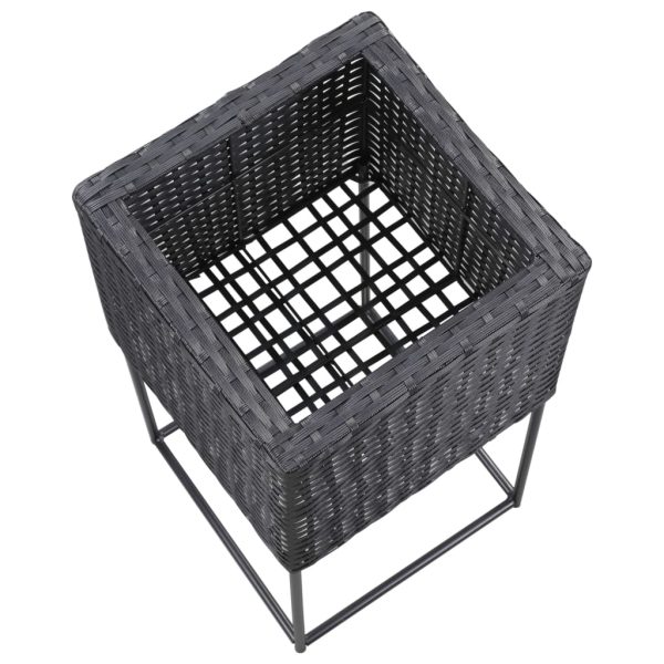 Garden Raised Beds 3 pcs Poly Rattan – Black