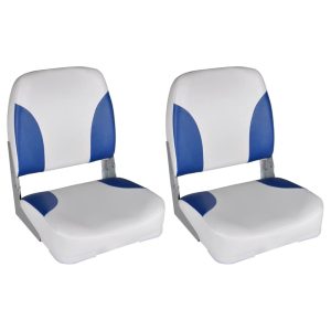 Boat Seat Foldable Backrest With Blue-white Pillow 41 x 36 x 48 cm