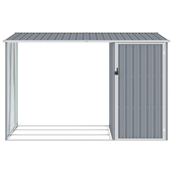 Garden Firewood Shed 245x98x159 cm Galvanised Steel – Grey