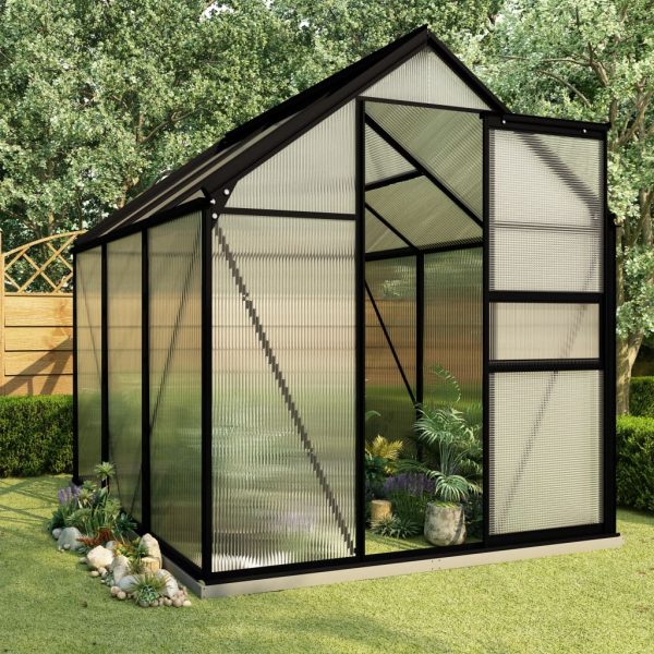 Greenhouse with Base Frame Anthracite Aluminium – 190x190x202 cm