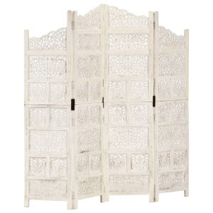 Carneys Hand carved 4-Panel Room Divider 160x165 cm Solid Mango Wood