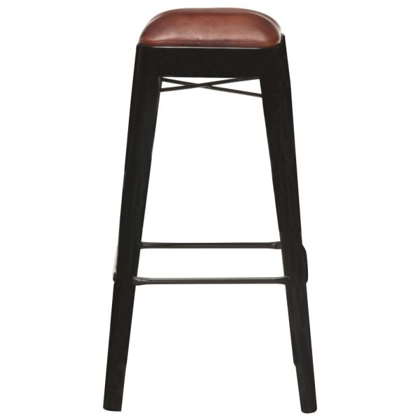 Bar Stools 4 pcs Black Real Leather