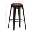 Bar Stools 4 pcs Black Real Leather