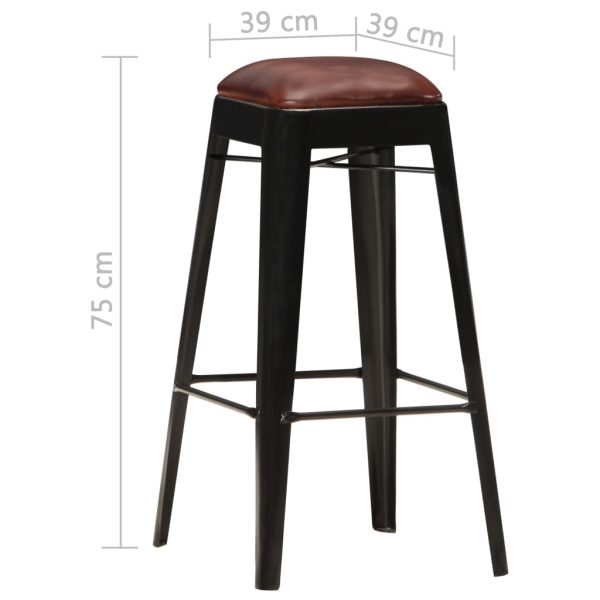 Bar Stools 4 pcs Black Real Leather