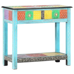 Hand Painted Console Table 80x35x75 cm Solid Mango Wood – Blue