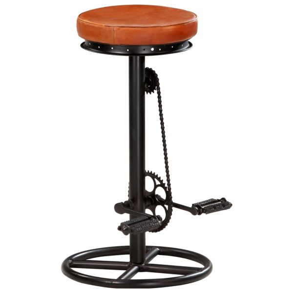 Bar Stools 2 pcs and Real Goat Leather – Brown and Black