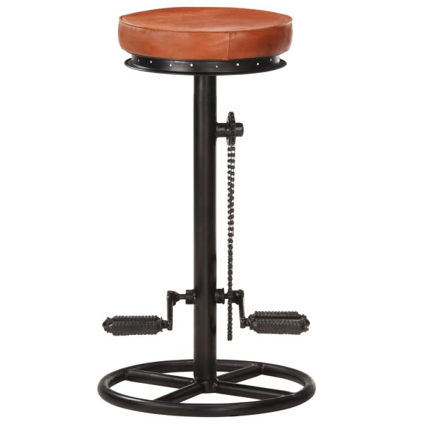 Bar Stools 2 pcs and Real Goat Leather – Brown and Black