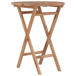 Folding Garden Table 60 cm Solid Teak Wood – Round