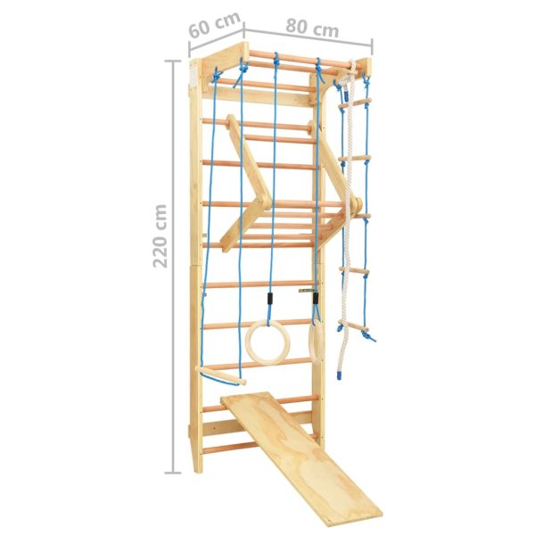 Indoor Climbing Playset with Ladders Rings Slide Wood