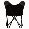 Butterfly Chairs 2 pcs Black Kids Size Real Leather