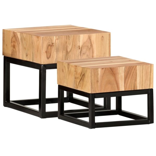 Castleton Side Tables 2 pcs Solid Acacia Wood