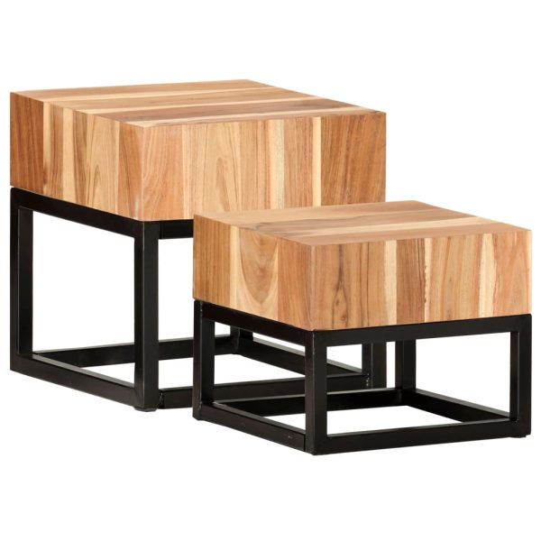 Castleton Side Tables 2 pcs Solid Acacia Wood