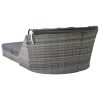 Sun Lounger with Canopy Poly Rattan Anthracite