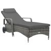 Sun Lounger with Wheels Poly Rattan Anthracite