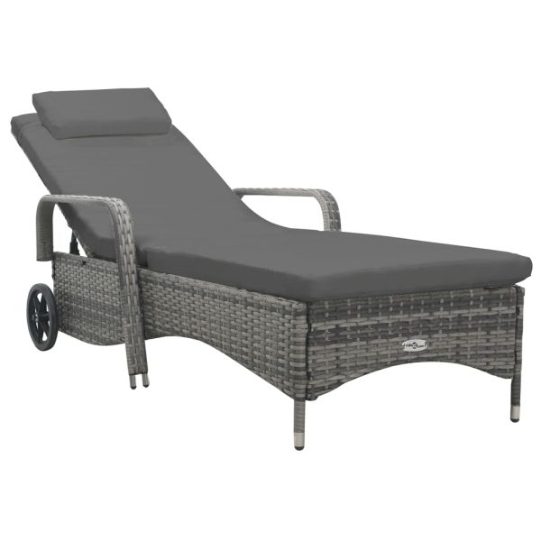 Sun Lounger with Wheels Poly Rattan Anthracite