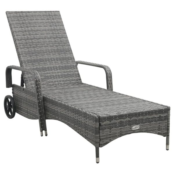 Sun Lounger with Wheels Poly Rattan Anthracite