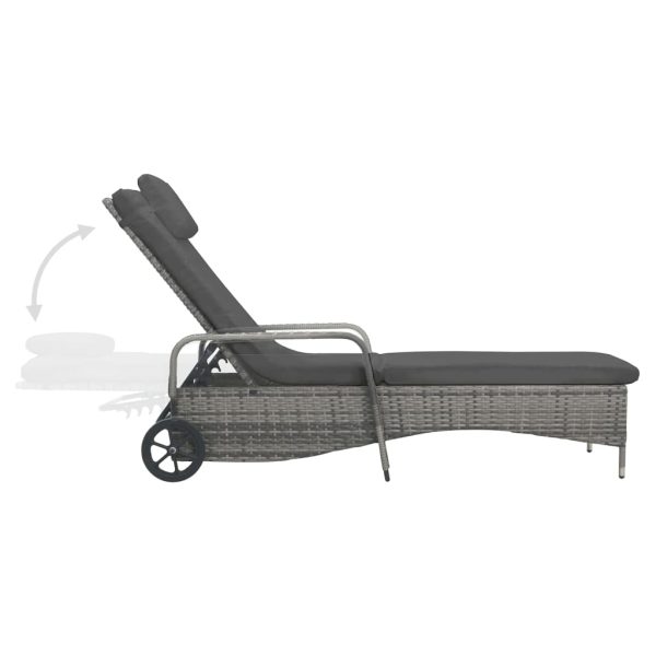 Sun Lounger with Wheels Poly Rattan Anthracite