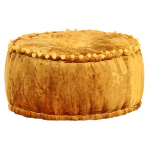 Round Pouffe Velvet 40×20 cm – Mustard