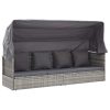 Garden Lounge Bed with Roof Mixed Grey Poly Rattan