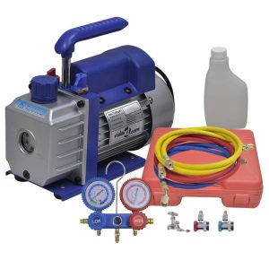 Single Stage Vacuum Pump with 2-Way Manifold Gauge Set